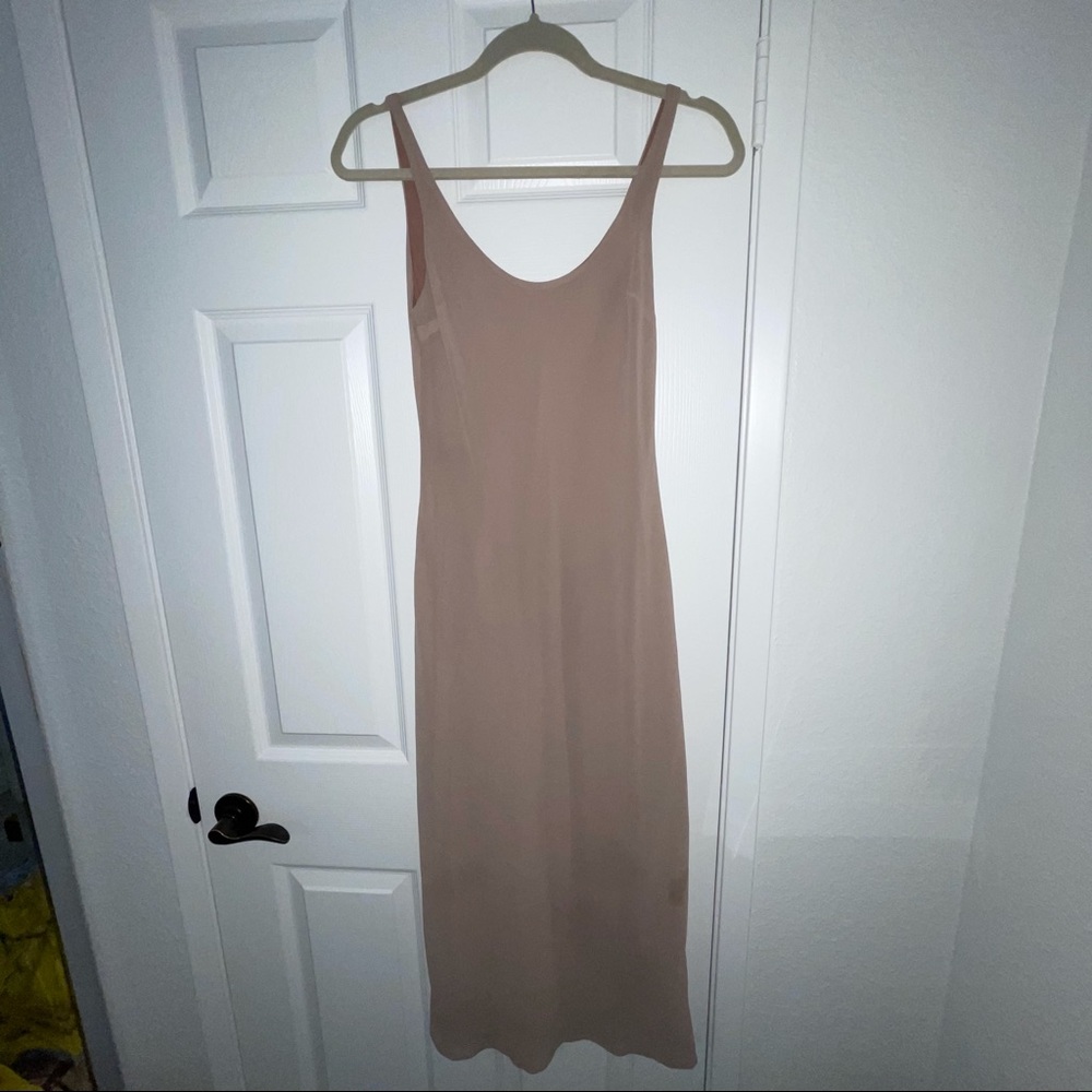 Minimalist maxi sleeveless dress tan / nude